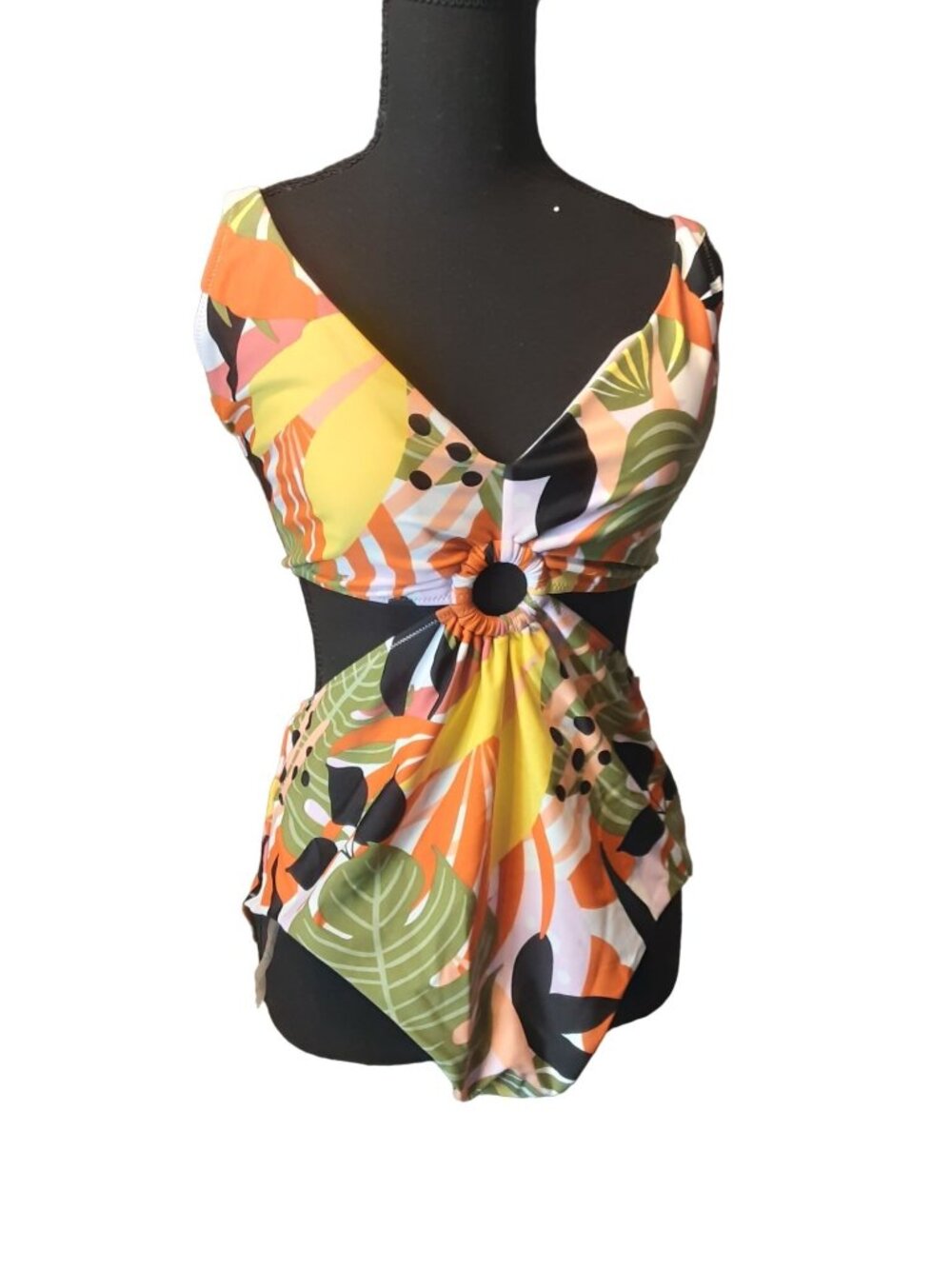 NWT BAR III Floral Tropical Ring Monokino One Piece Swimsuit XL
